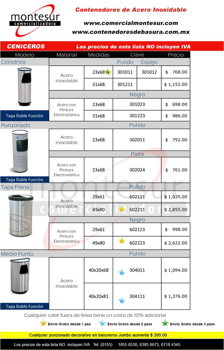 Contenedores Ceniceros Acero Inoxidable