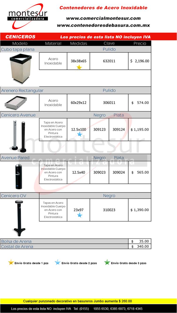 Contenedores Ceniceros de Acero Inoxidable